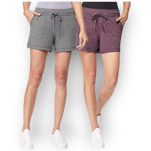 NWT 32 Degrees Women’s 2-Pack Shorts – Size L – Charcoal & Purple - Picture 1 of 5
